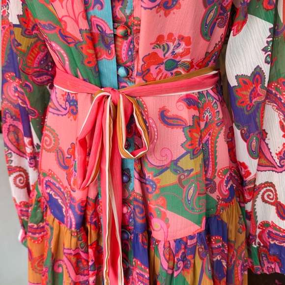 L'ATISTE Teal and Coral Paisley Print Dress - Picture 6 of 7